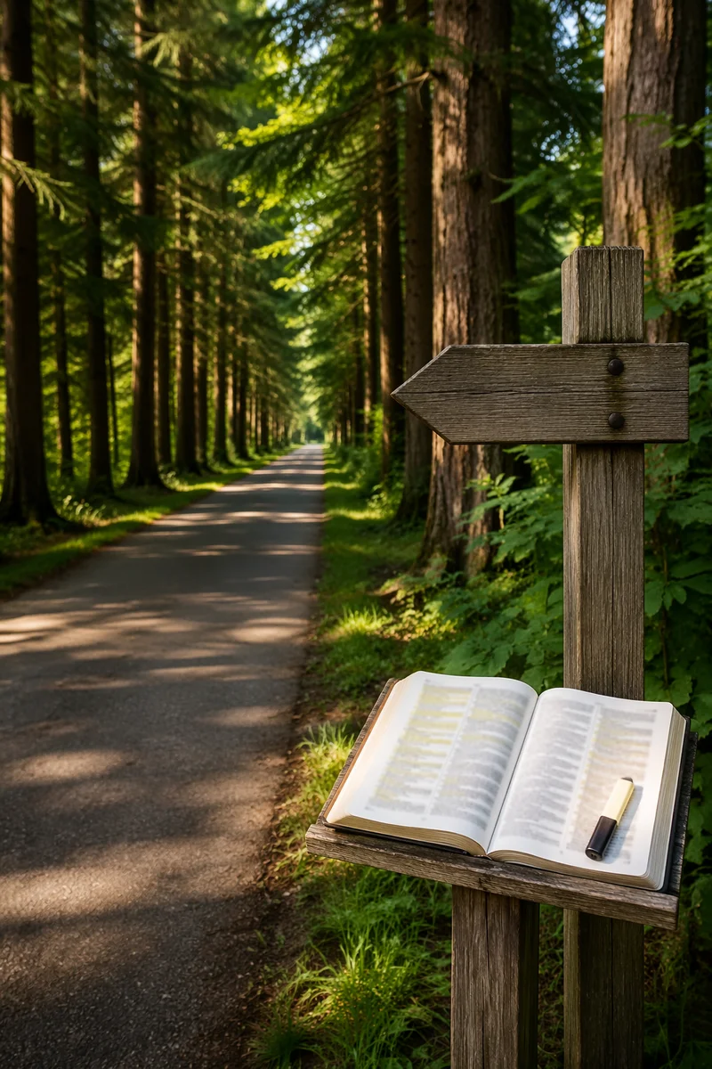 Highlighted Bible on Evergreen Prayer Path