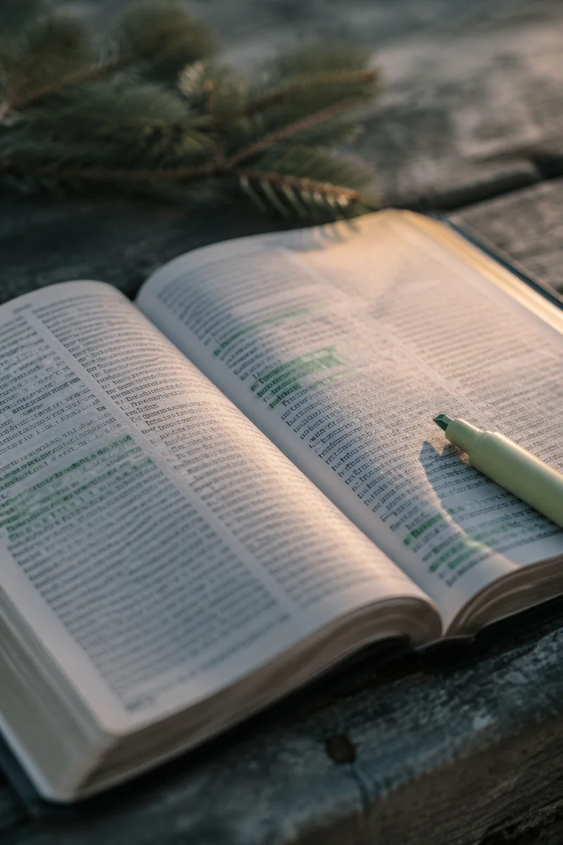 Evergreen Highlighter on Open Bible Pages