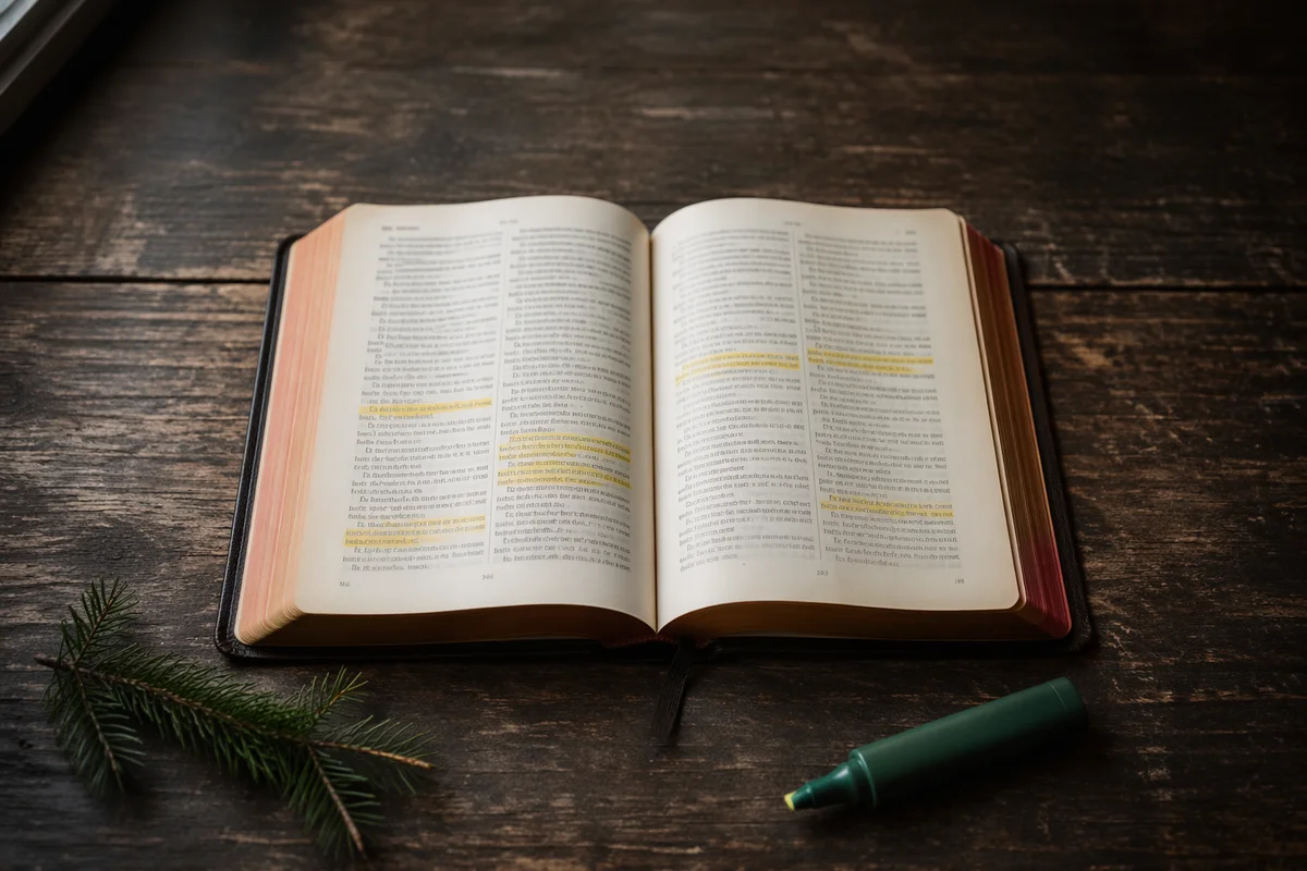 Highlighted Scripture with Evergreen Sprig