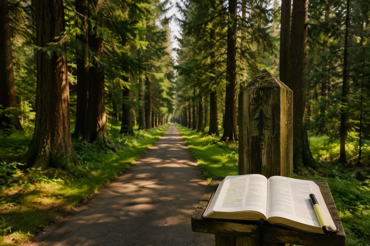 Highlighted Scripture Marker on Evergreen Path
