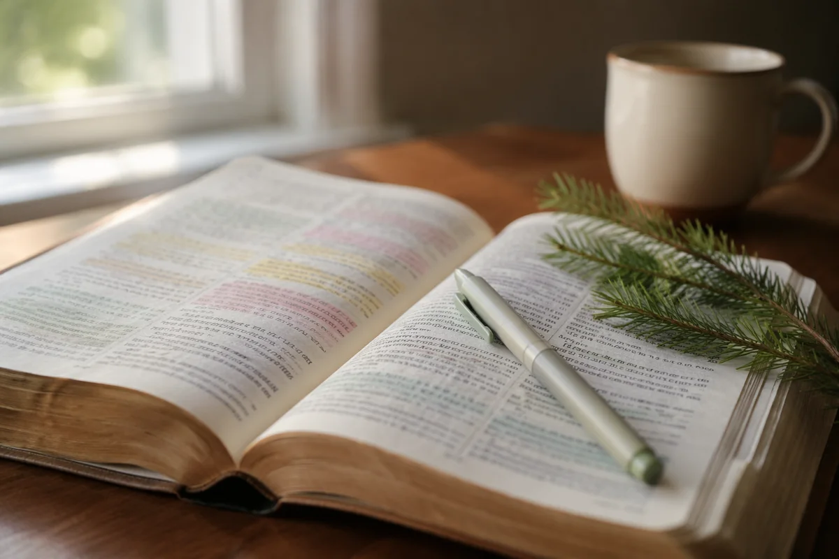 Highlighted Bible Study with Evergreen Morning Light