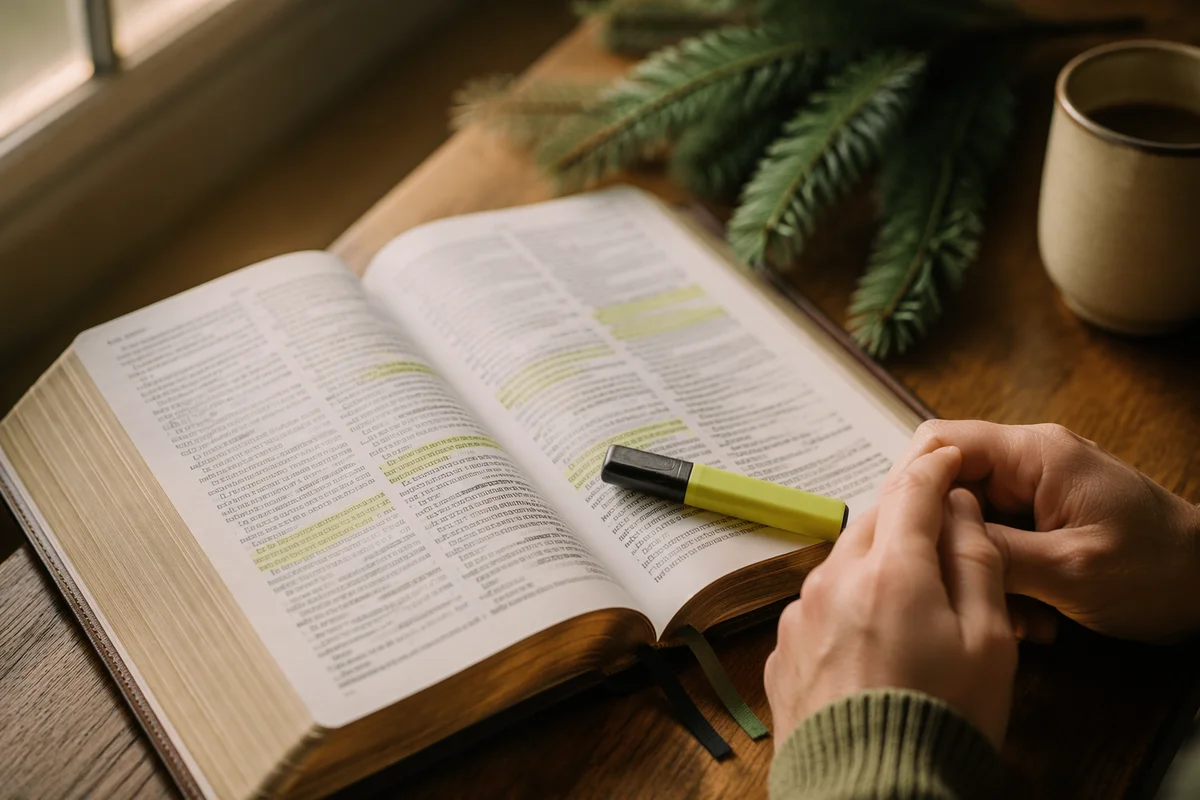 Highlighted Bible Passages with Evergreen Accent