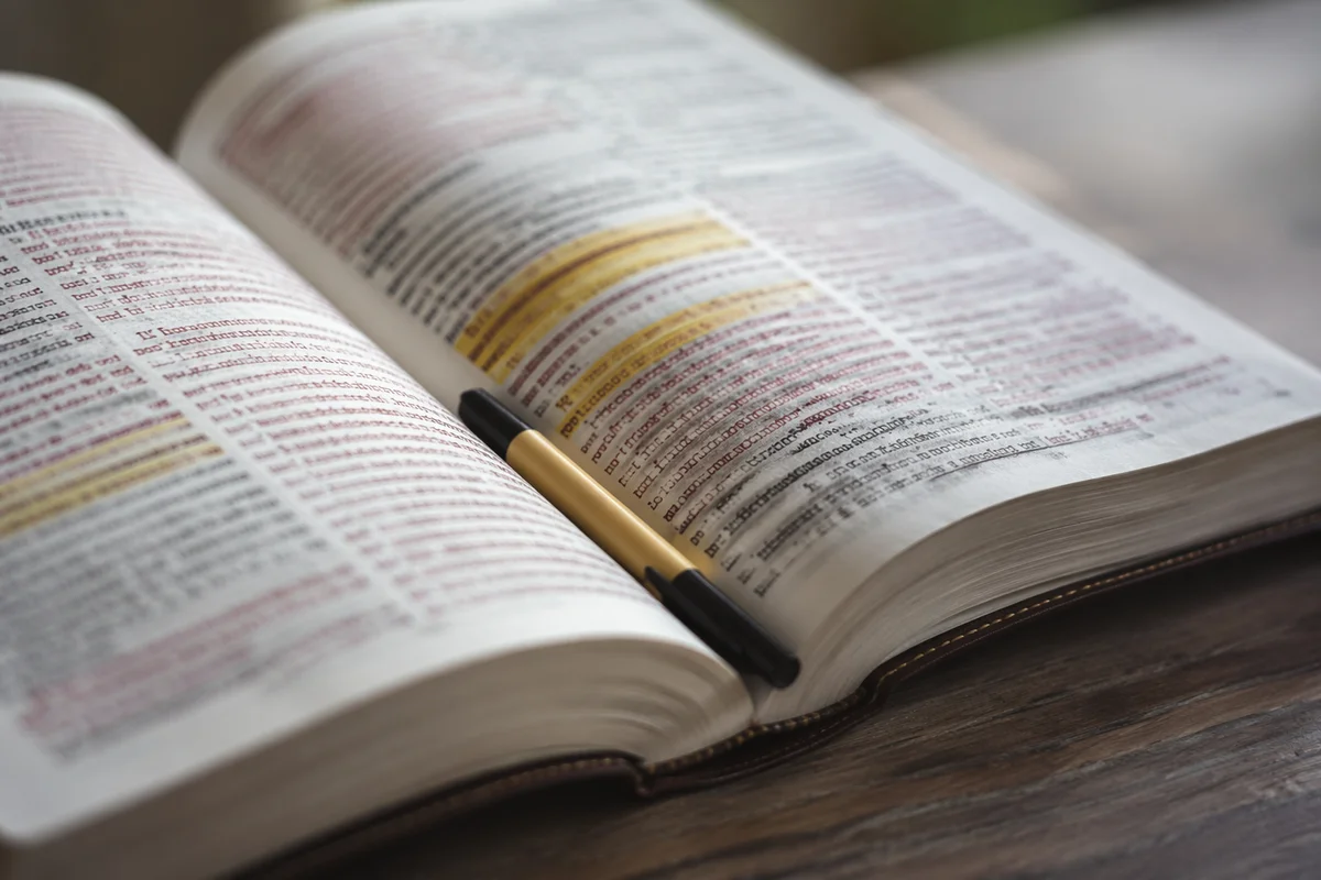 Highlighted Bible Passages with Yellow Marker