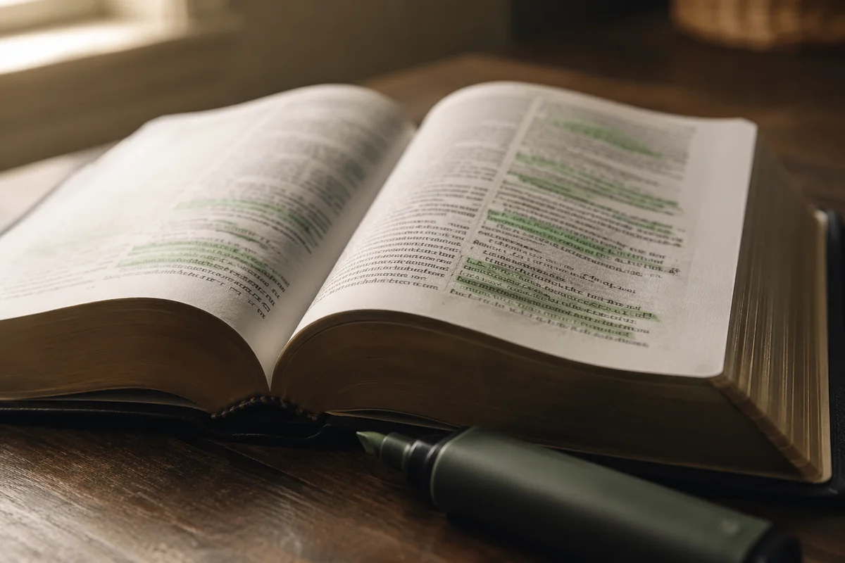 Evergreen Highlighted Bible Study Close-Up