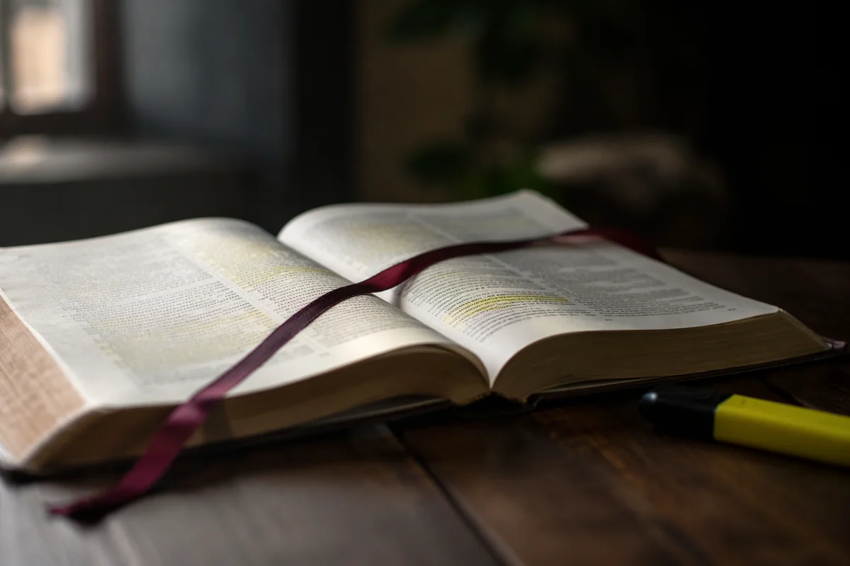 Highlighted Bible Passages with Ribbon Bookmark