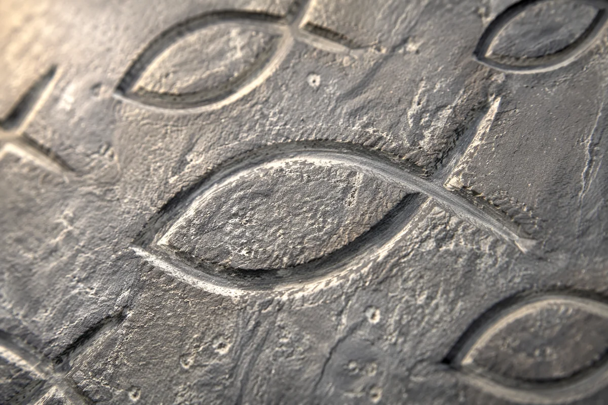 Ichthys Symbols Carved in Weathered Stone