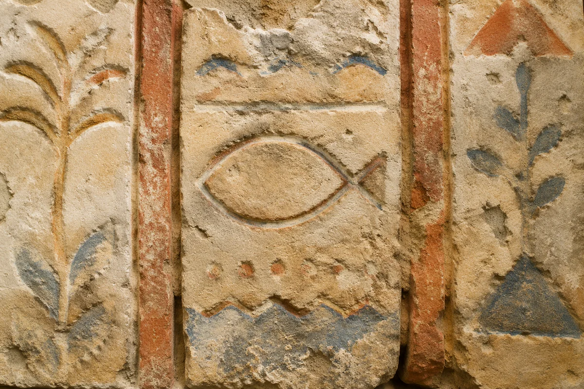 Weathered Stone Ichthys Fish Carving