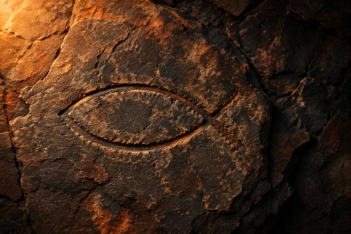 Ancient Ichthys Fish Carved in Stone