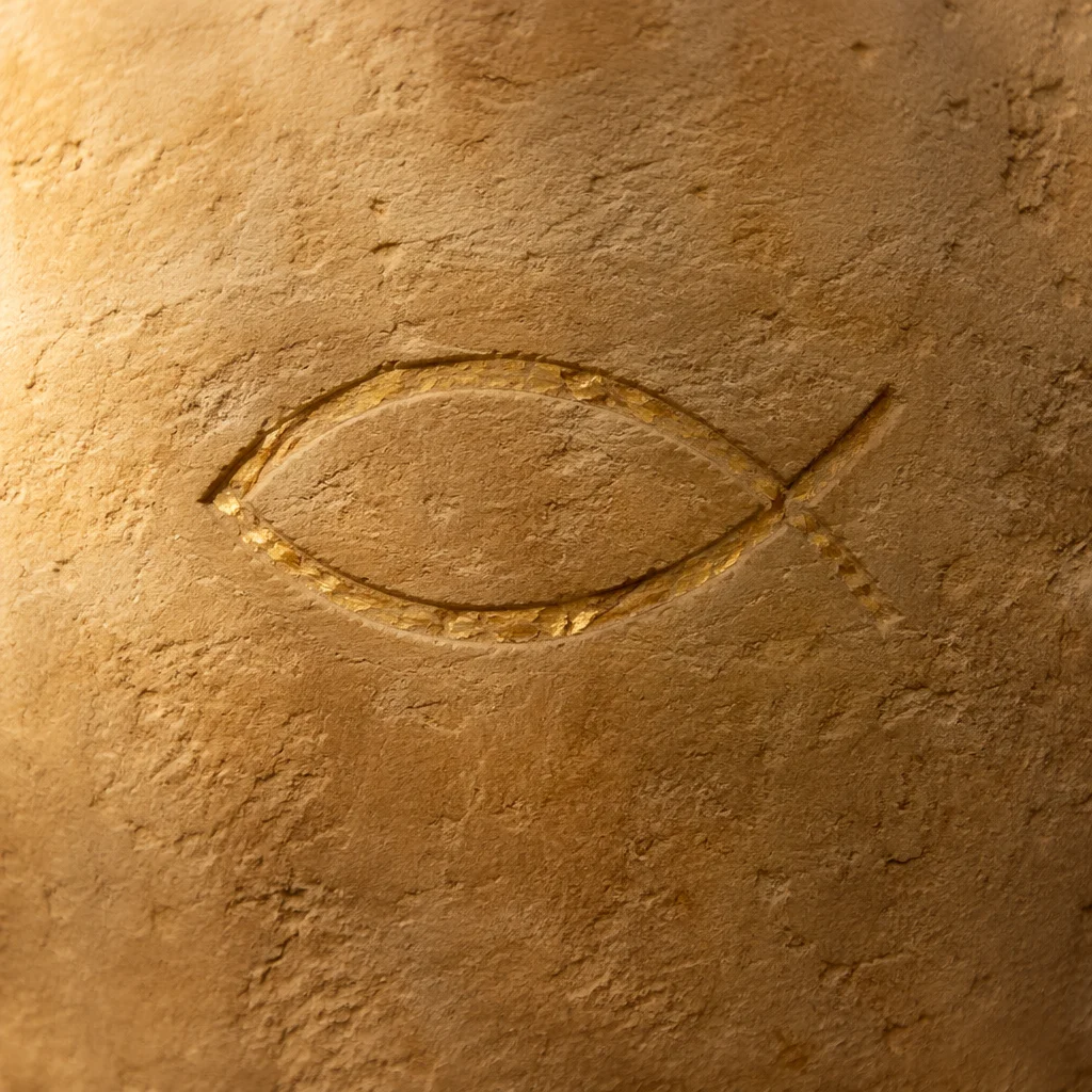 Ancient Ichthys Carved in Weathered Sandstone