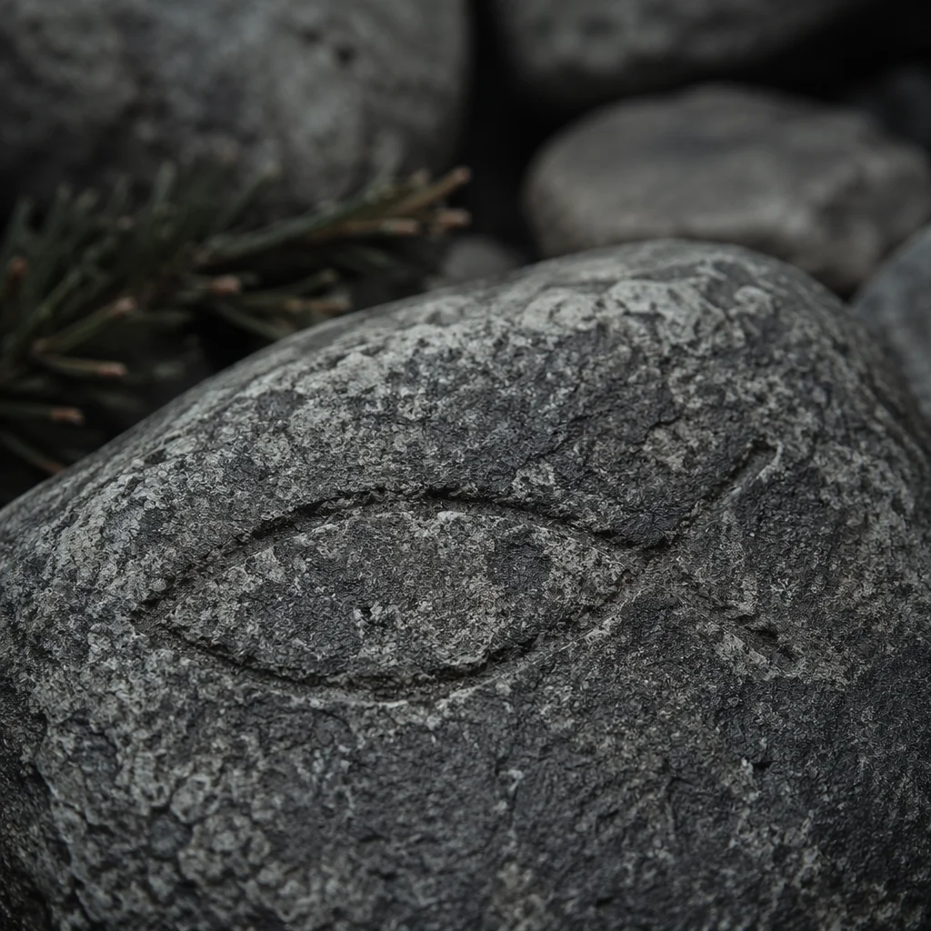 Weathered Ichthys Carving on Ancient Stone