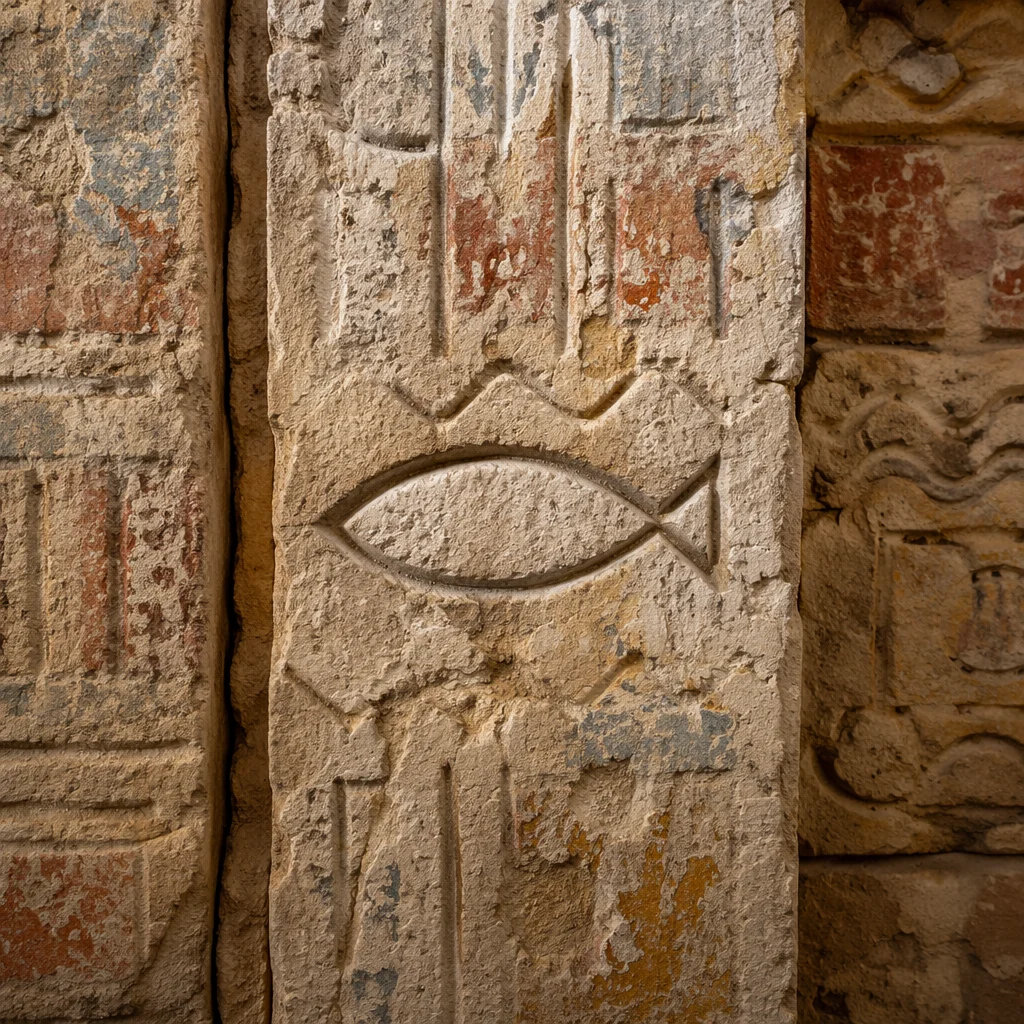 Weathered Stone Ichthys Fish Carving