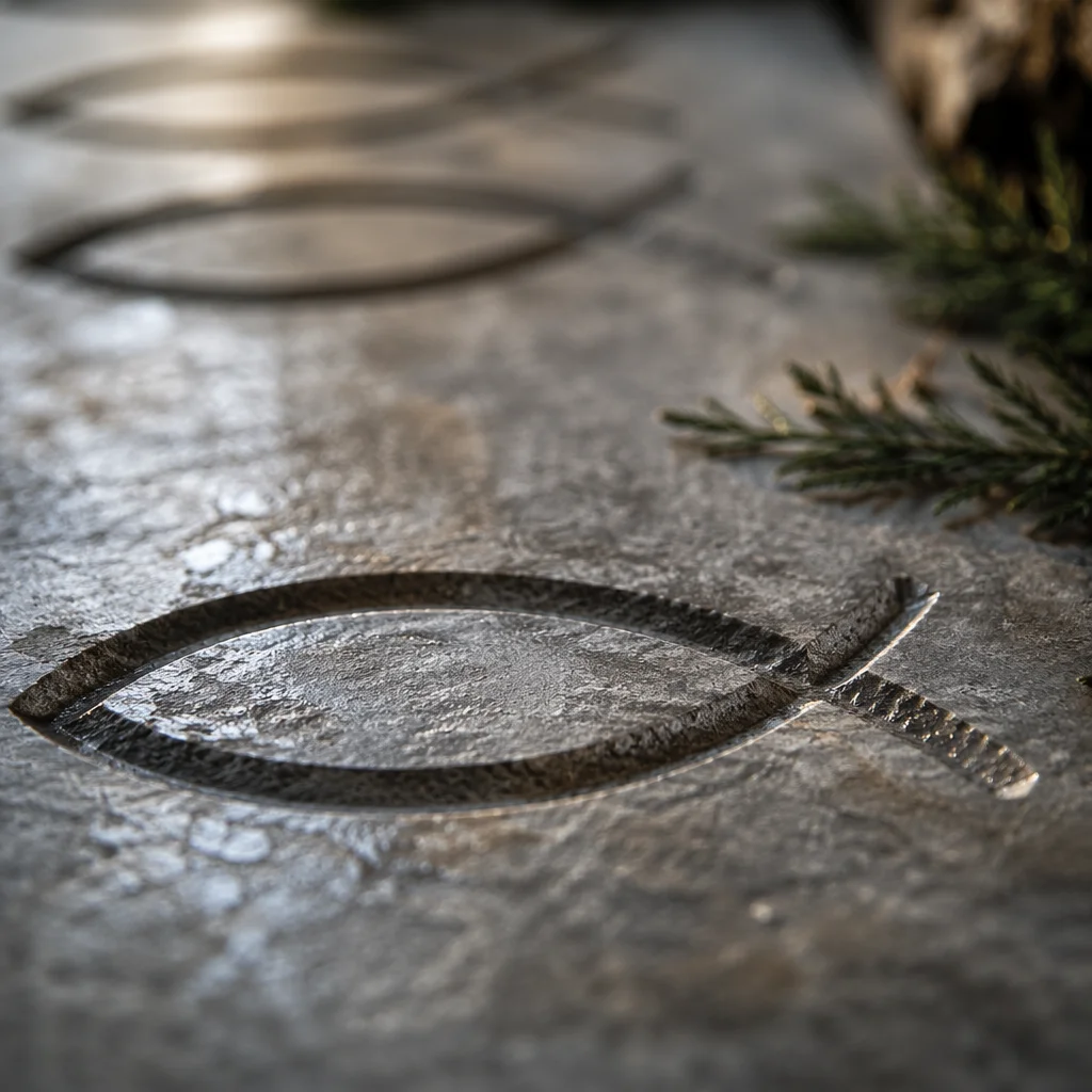 Ichthys Fish Symbol Carved in Stone