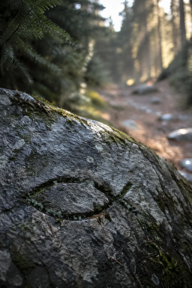 Ancient Ichthys Carving on Evergreen Path