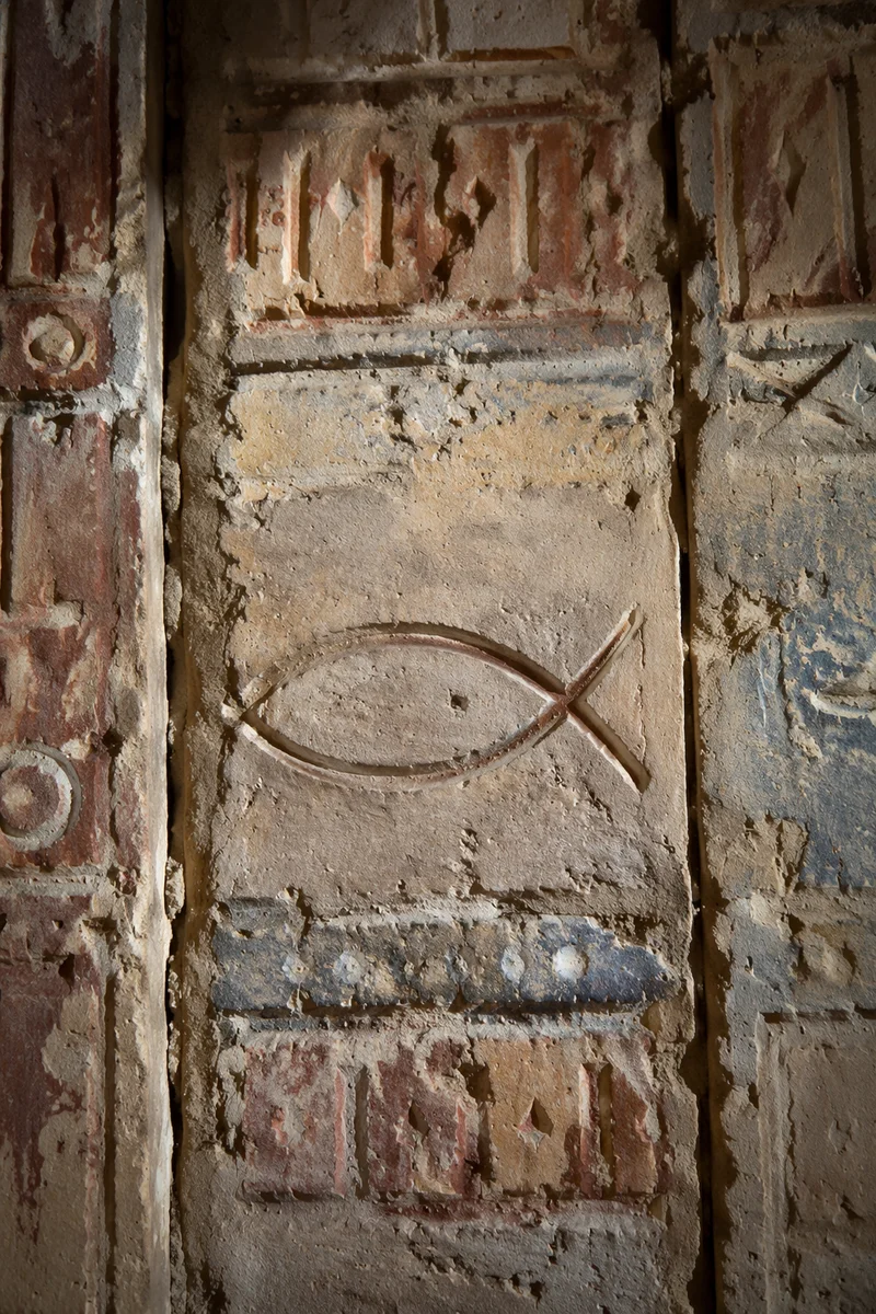 Ancient Ichthys Carving on Weathered Stone