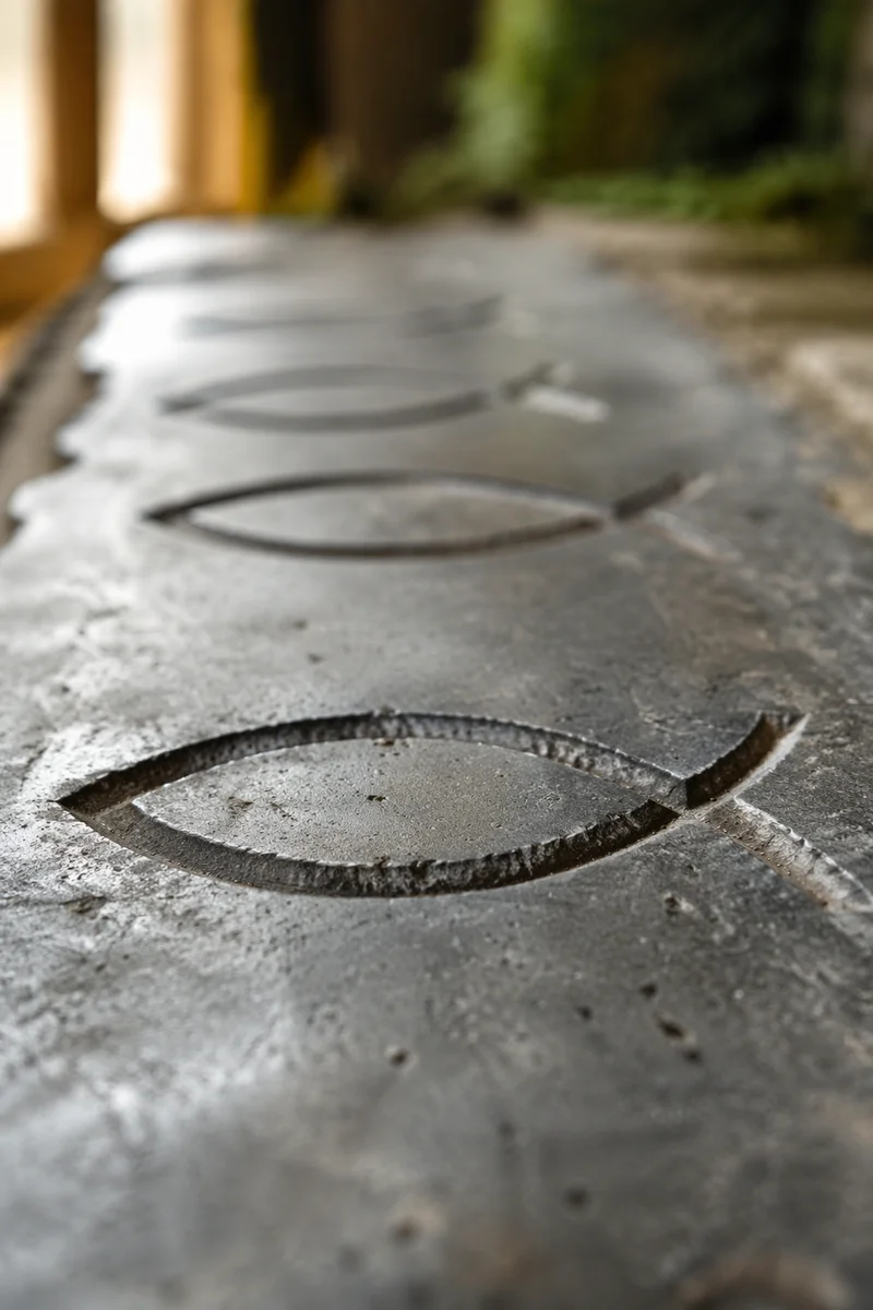 Ichthys Fish Symbol Carved in Stone