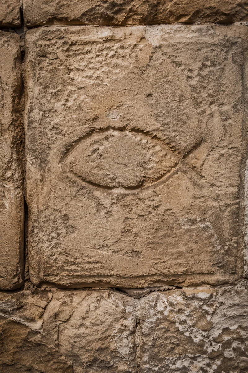 Ichthys Fish Symbol Carved in Sandstone