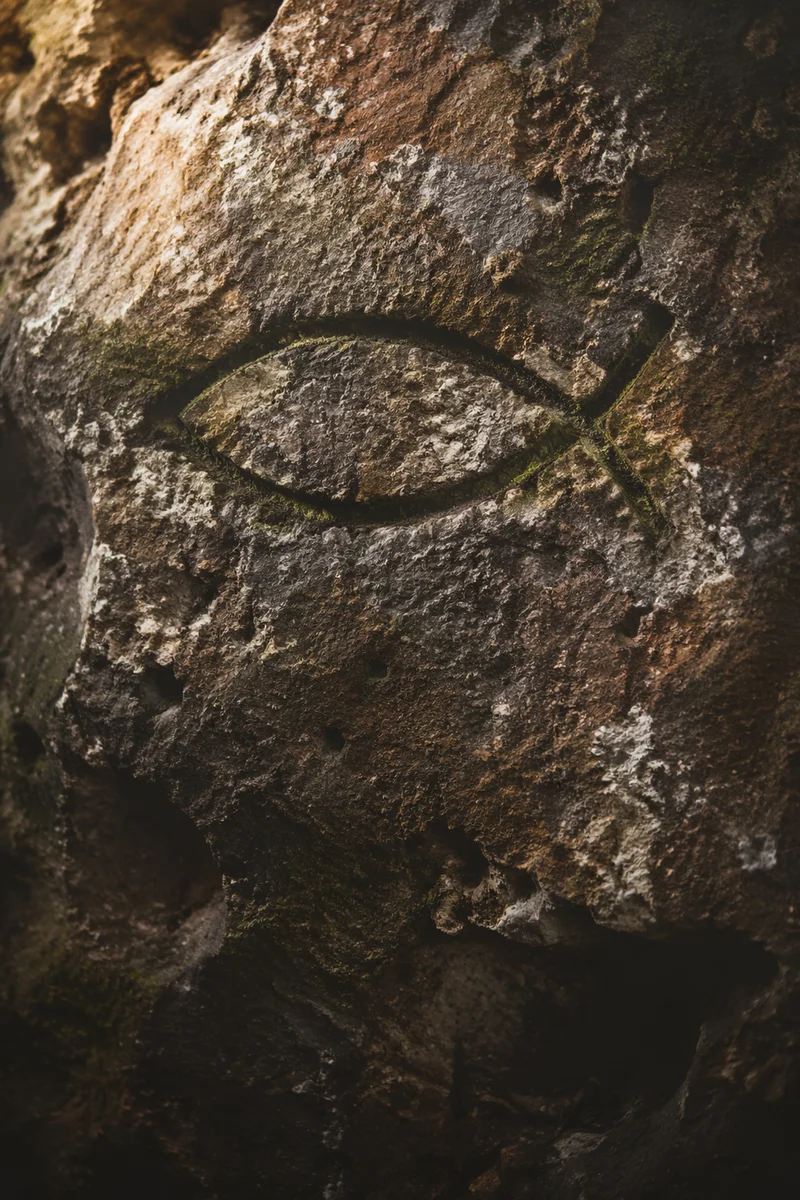 Ancient Ichthys Symbol Carved in Stone