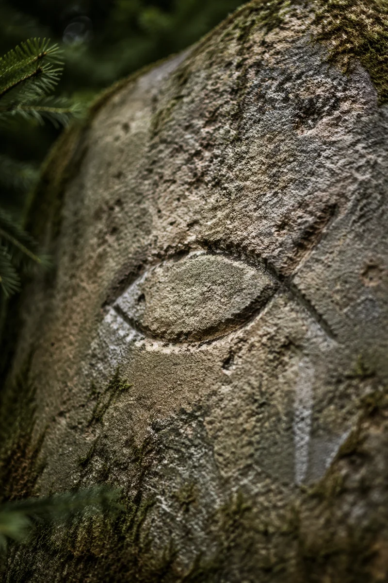 Ancient Ichthys Carving on Weathered Stone