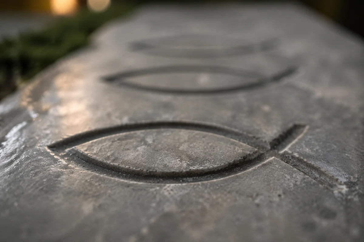 Ichthys Fish Symbol Carved in Stone
