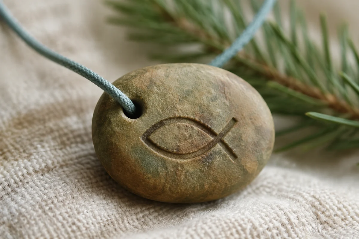 Ichthys Fish Symbol Carved in Stone