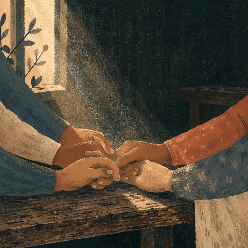 Intercessory Prayer Hands in Evergreen Chapel Light