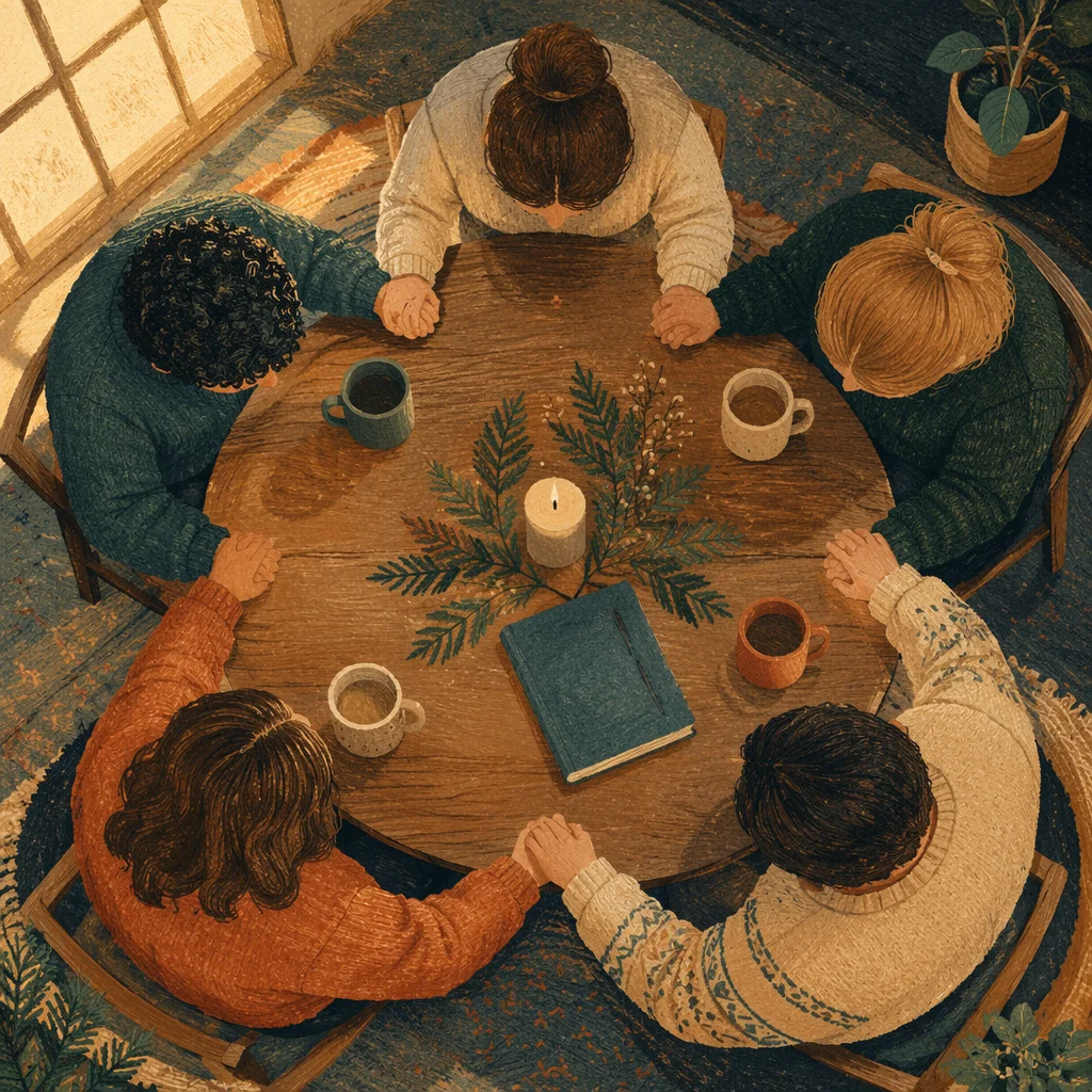 Evergreen Intercessory Prayer Circle Overhead Scene