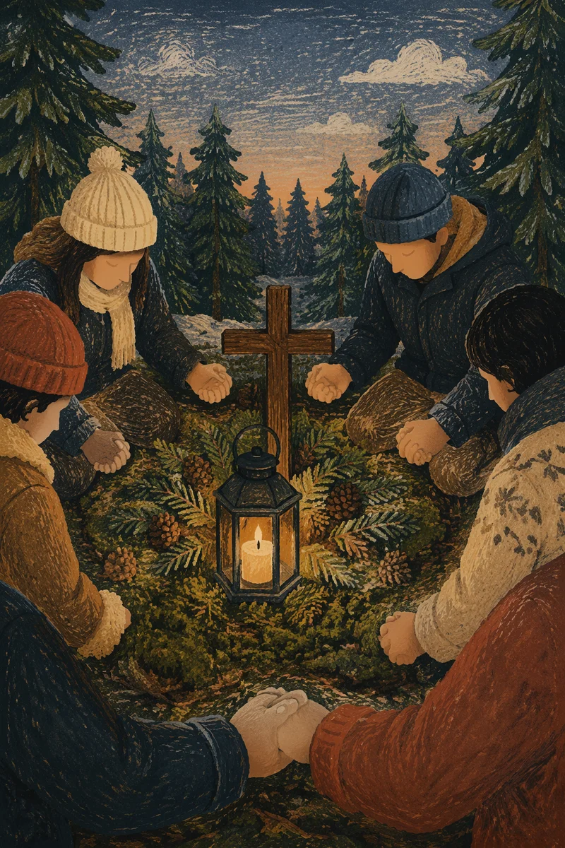 Evergreen Intercessory Prayer Circle at Dusk