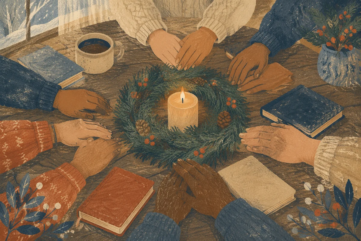 Intercessory Prayer Circle Around Evergreen Wreath