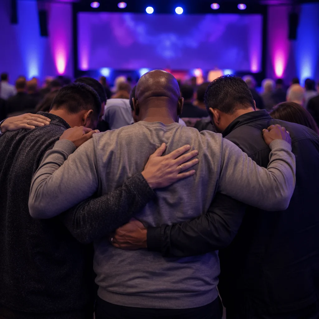 Adults Standing in Prayer Circle