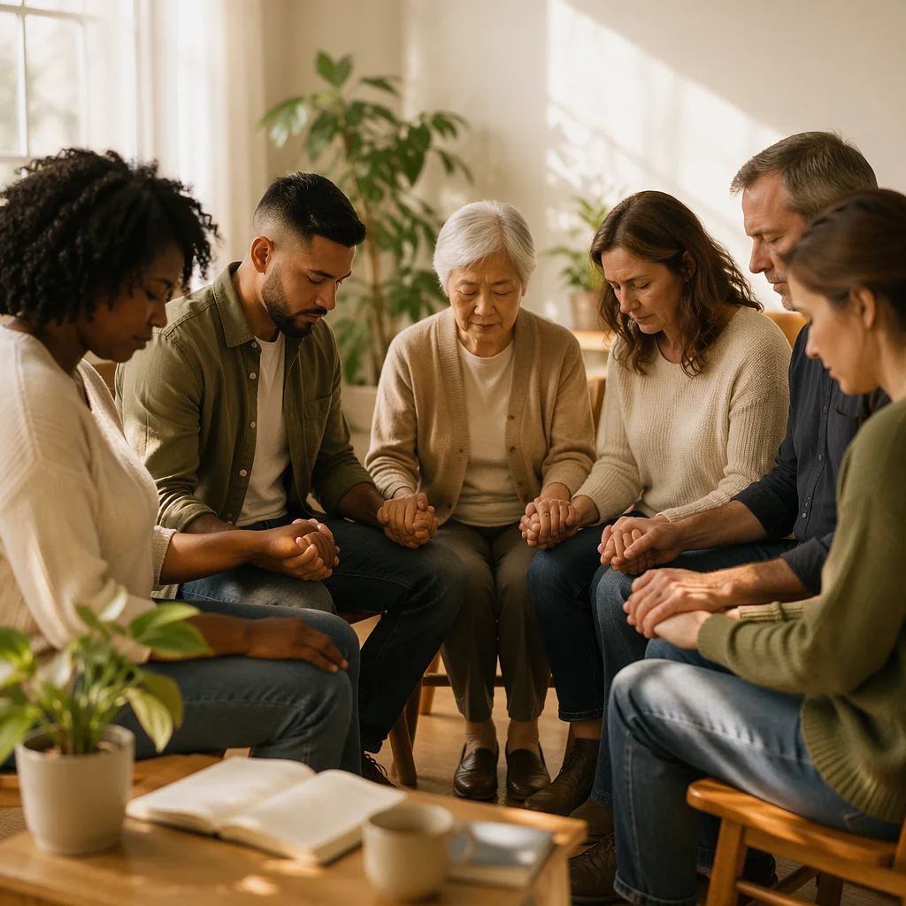 Peaceful Intercessory Prayer Circle in Morning Light