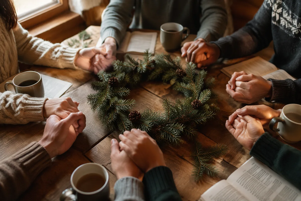 Intercessory Prayer Circle Around Evergreen Wreath