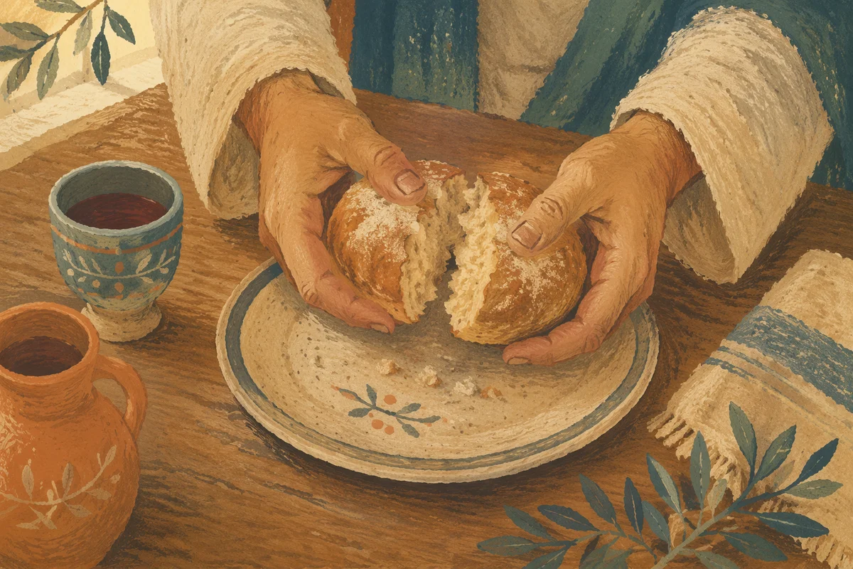 Jesus Breaking Bread Last Supper Scene