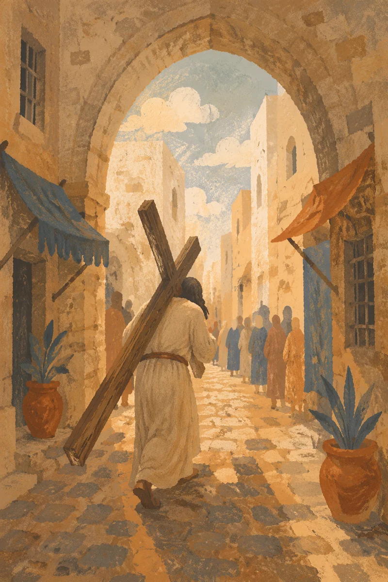Jesus Carrying the Cross on Via Dolorosa