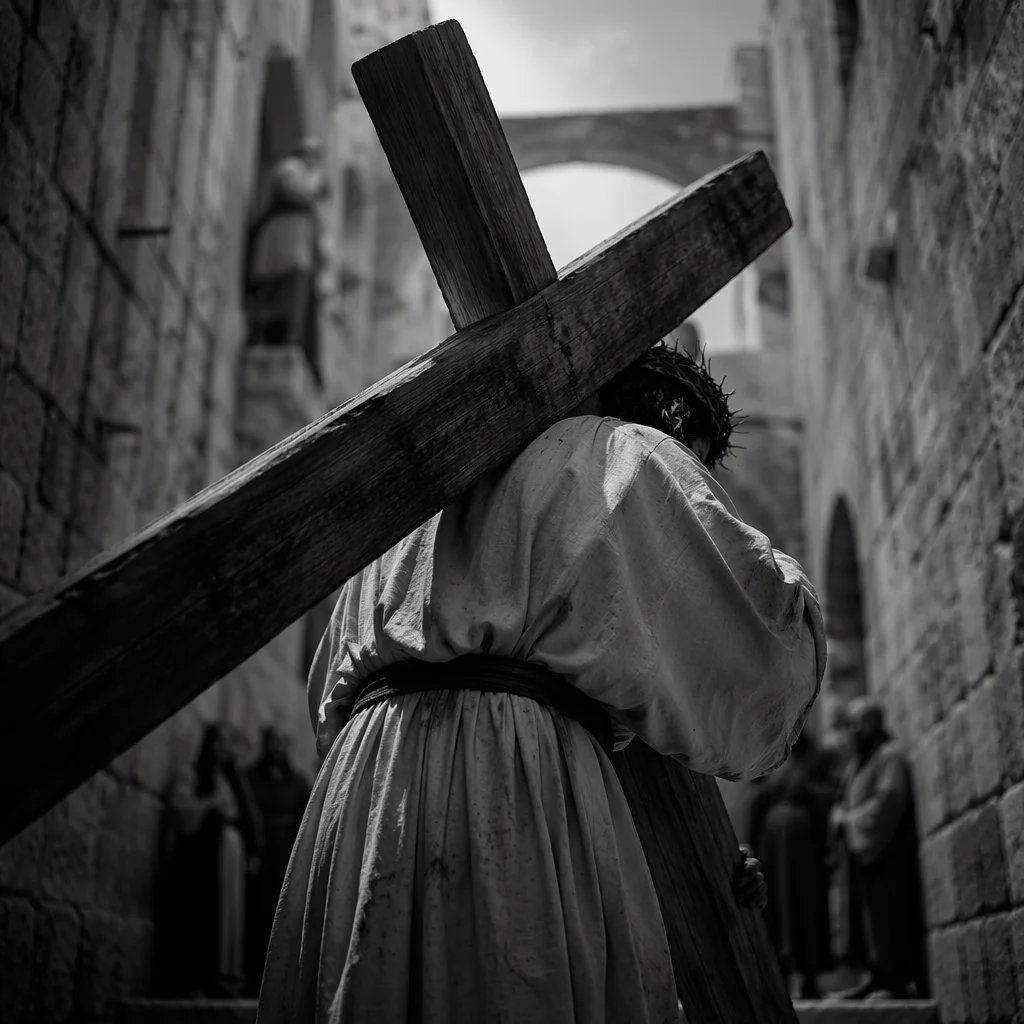 Jesus Carrying the Cross on Via Dolorosa