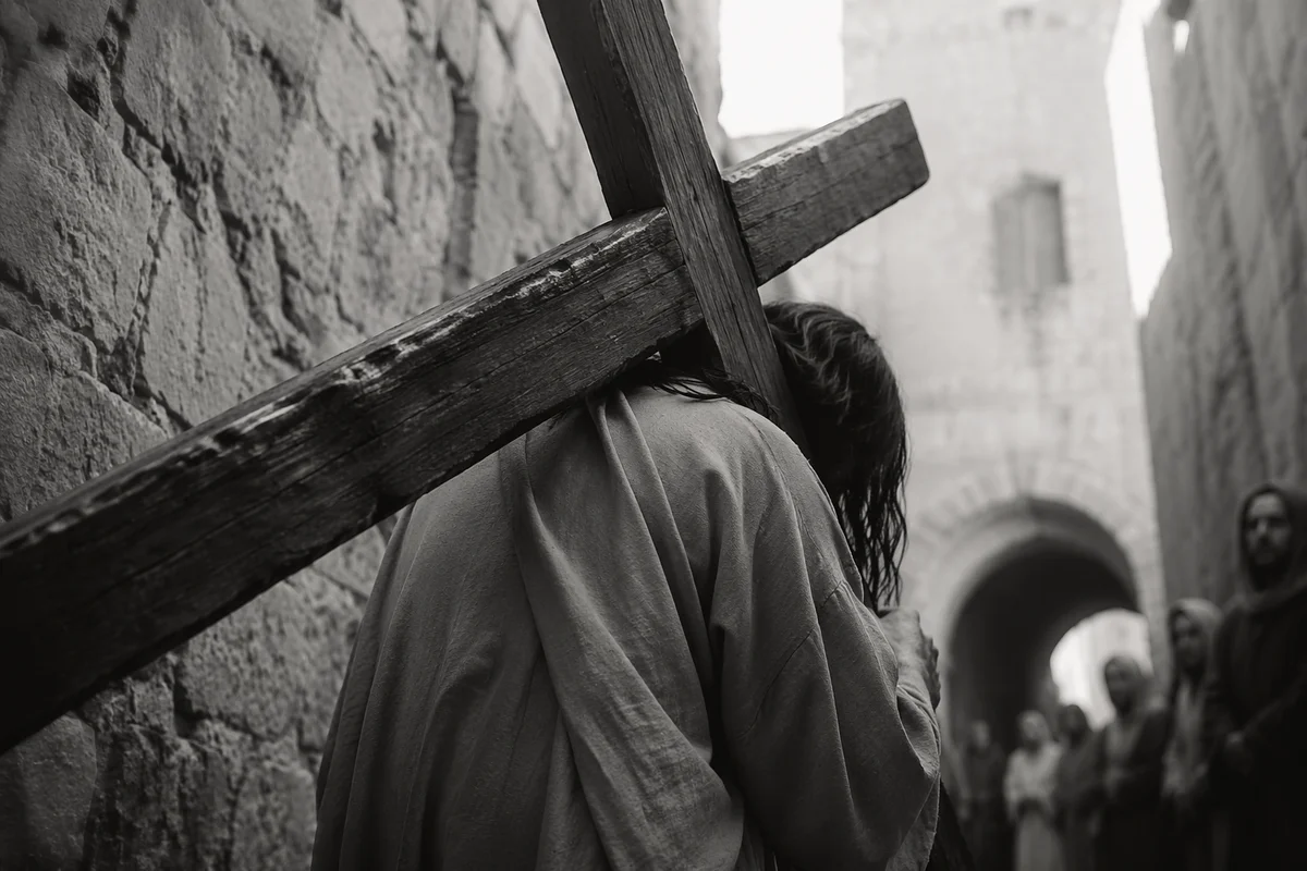 Jesus Carrying the Cross on Via Dolorosa