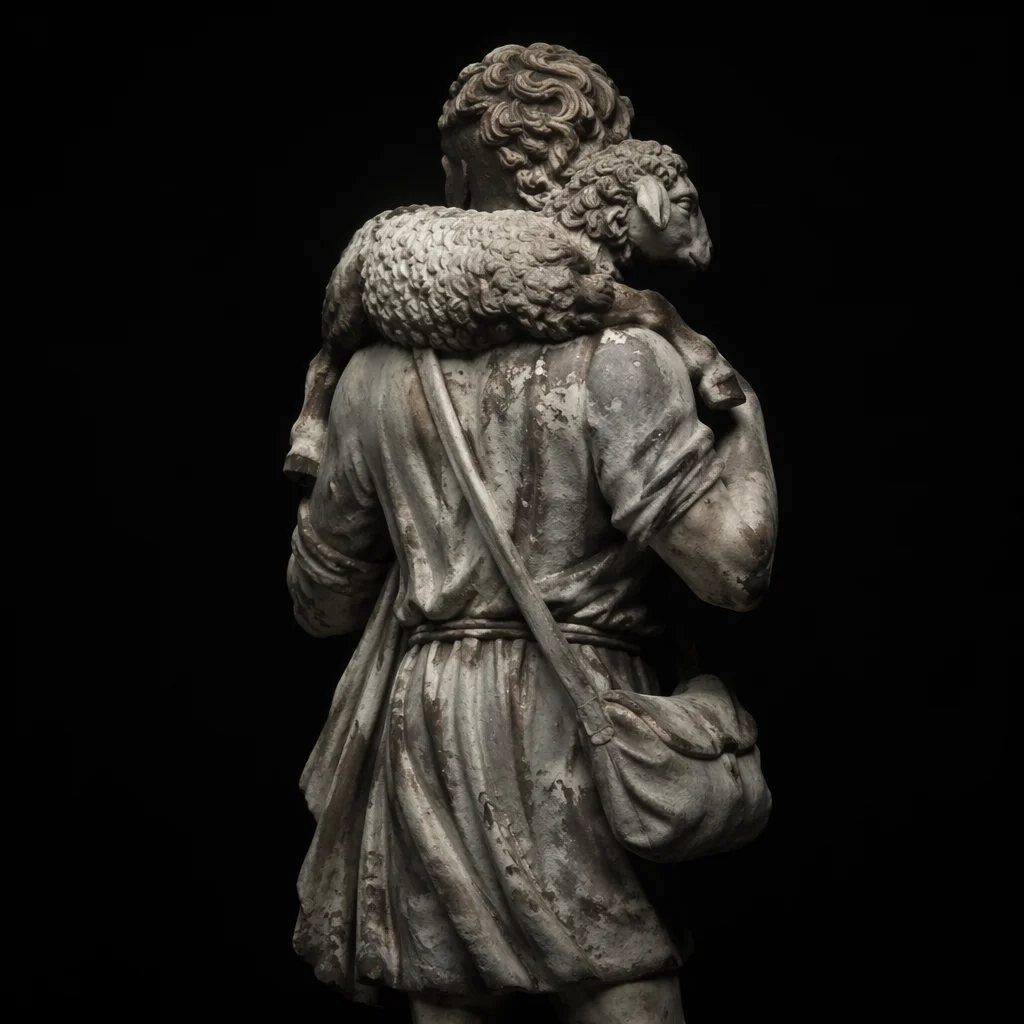 Good Shepherd Marble Statue with Lamb