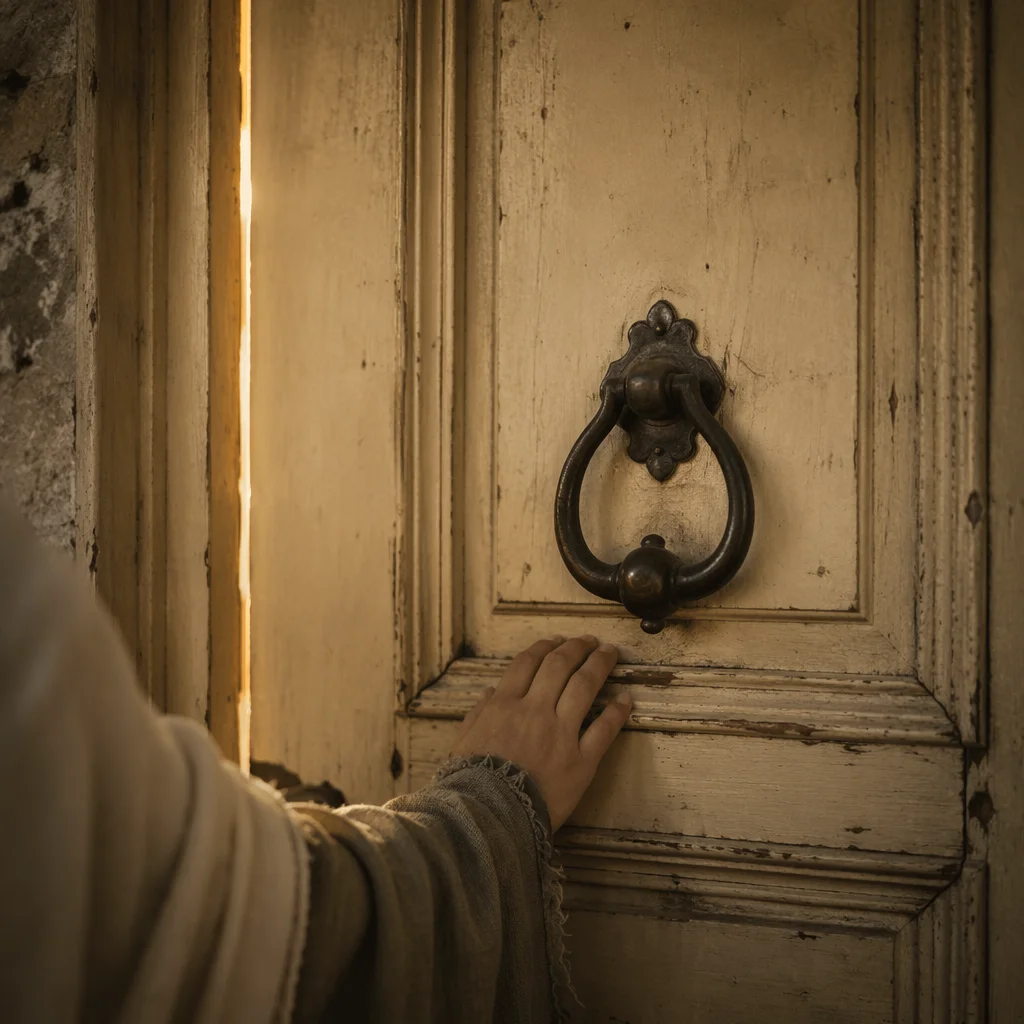 Jesus Knocking at Door in Warm Light