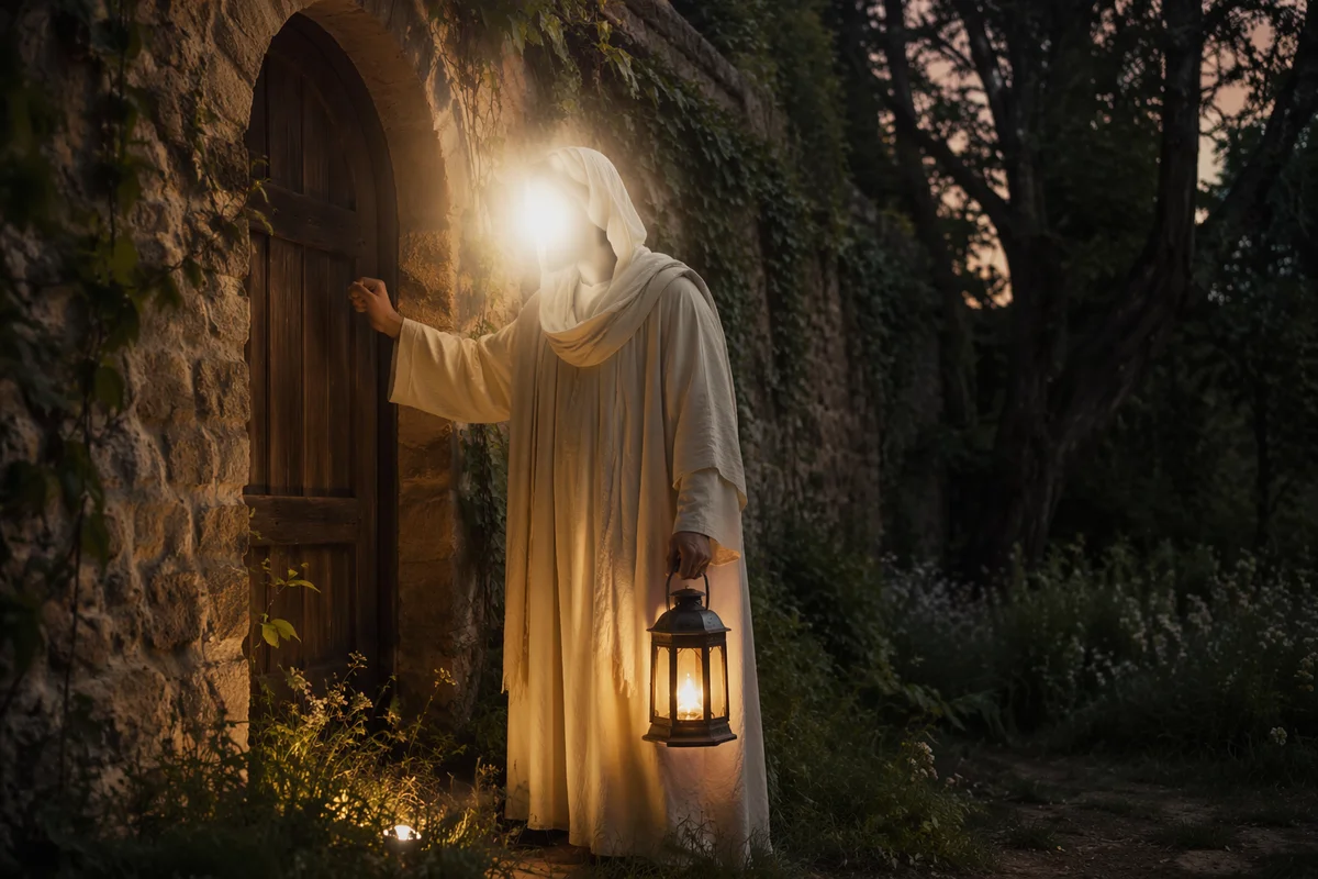 Jesus Knocking at Garden Door Light