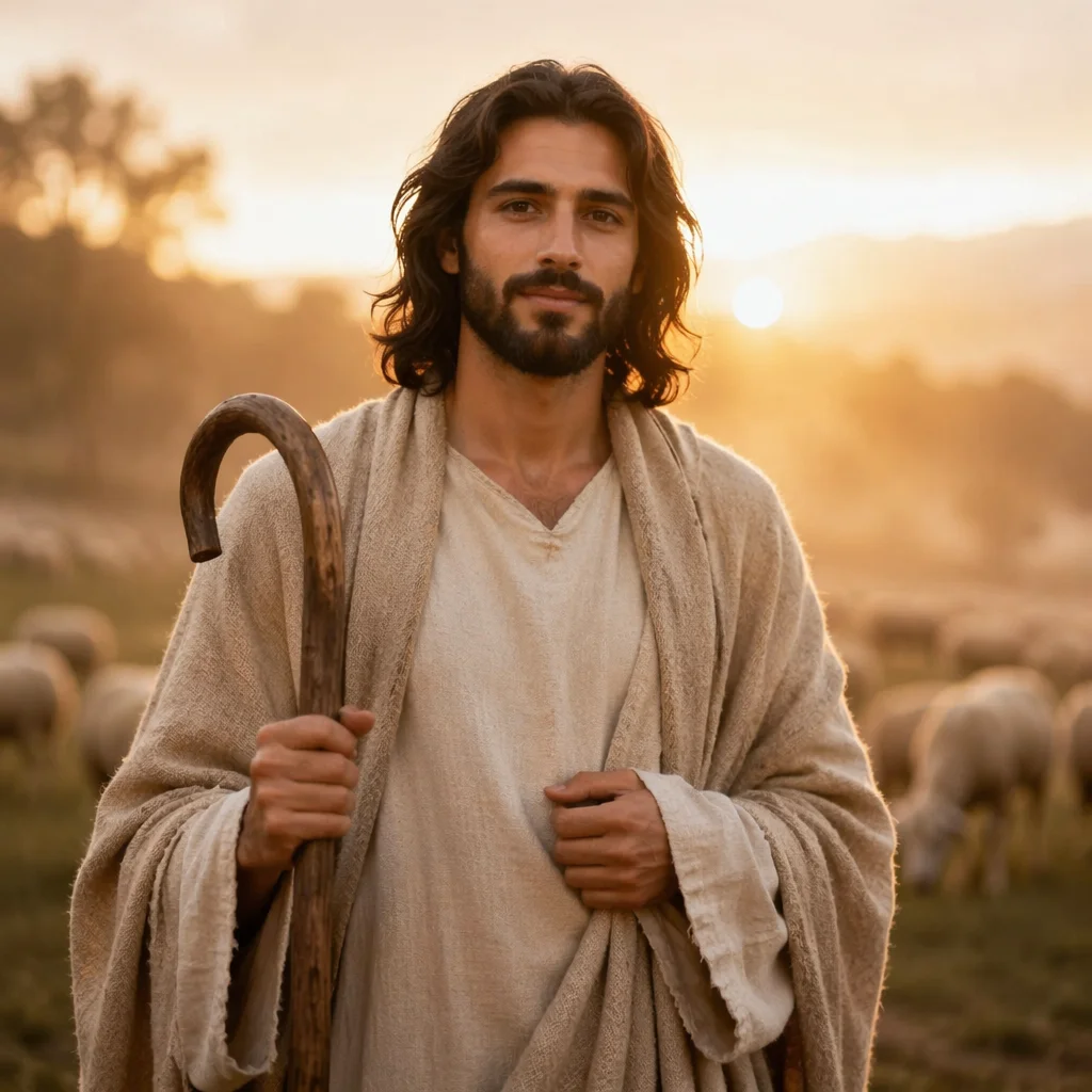 Gentle Shepherd Portrait at Sunrise Meadow