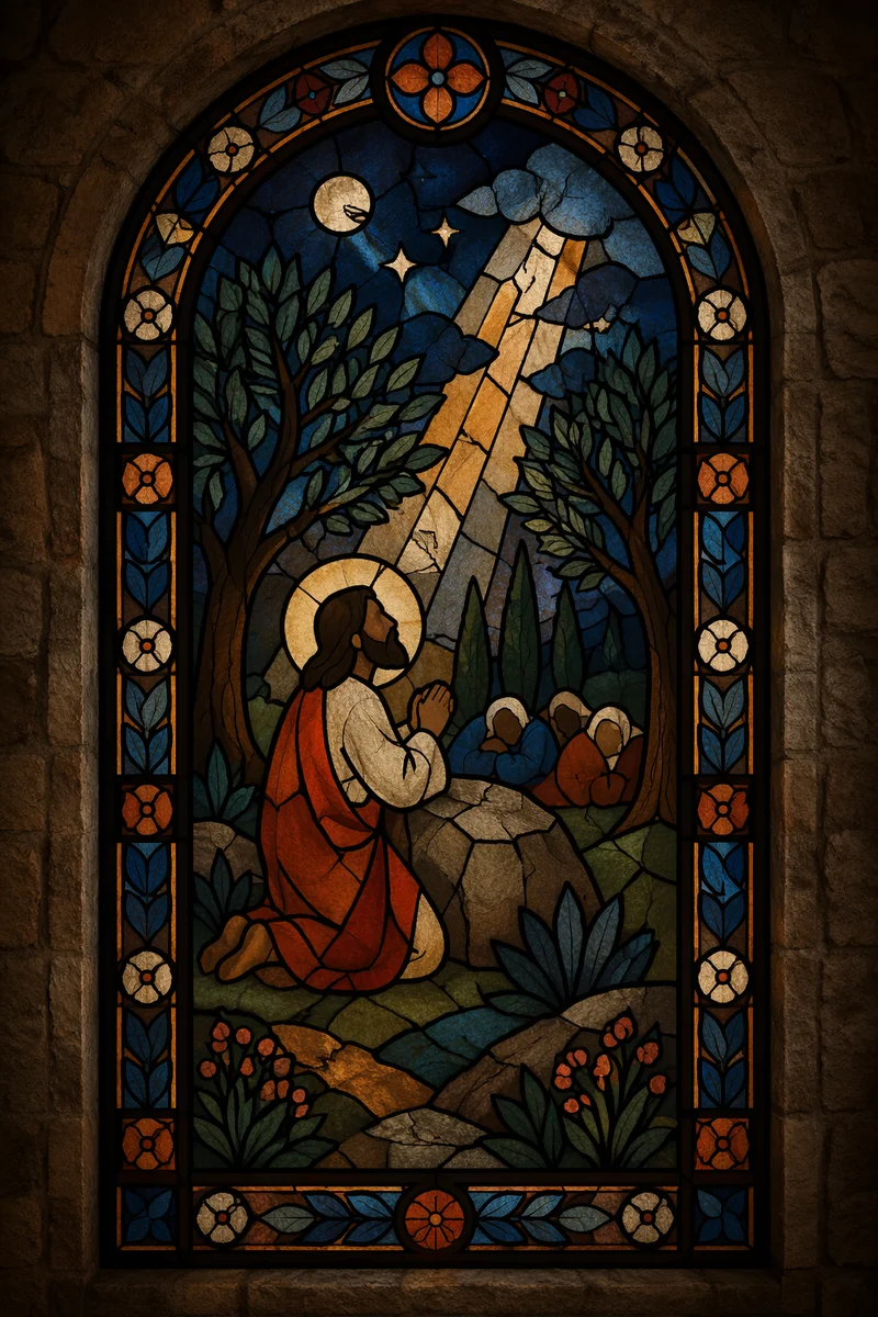 Jesus Praying in Gethsemane Stained Glass