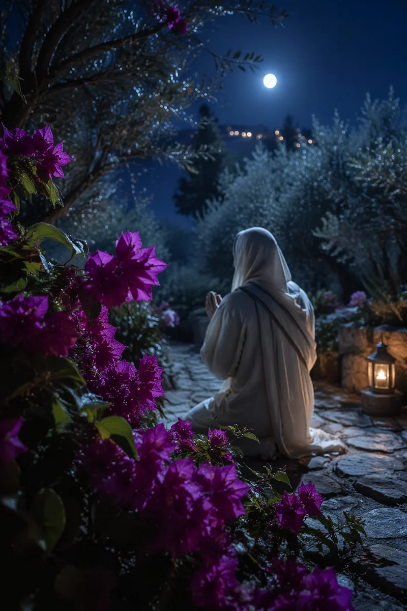 Jesus Praying in Gethsemane Night Garden