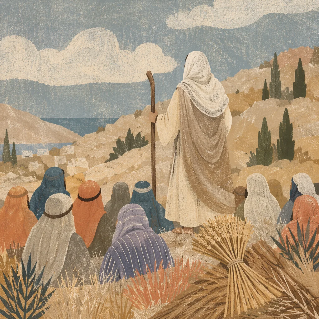 Jesus Teaching Crowd on Hillside