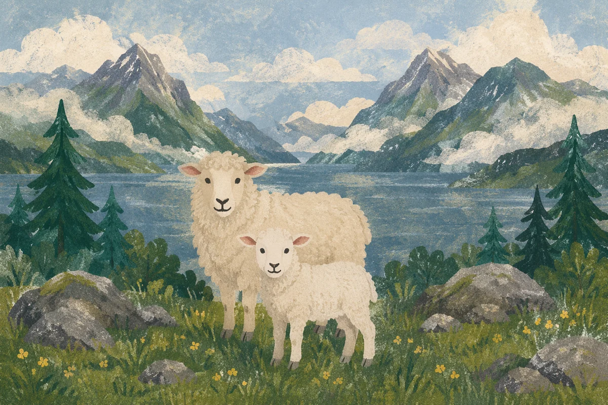 Gentle Lamb in Evergreen Mountain Meadow