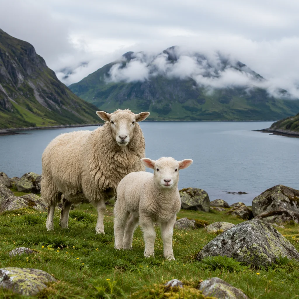 Gentle Lamb in Evergreen Mountain Meadow