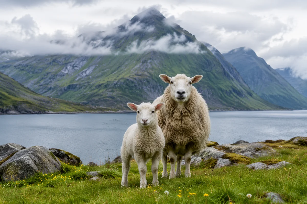 Gentle Lamb in Evergreen Mountain Meadow