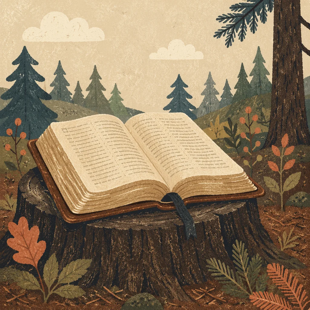 Weathered Leather Bible in Evergreen Woodland