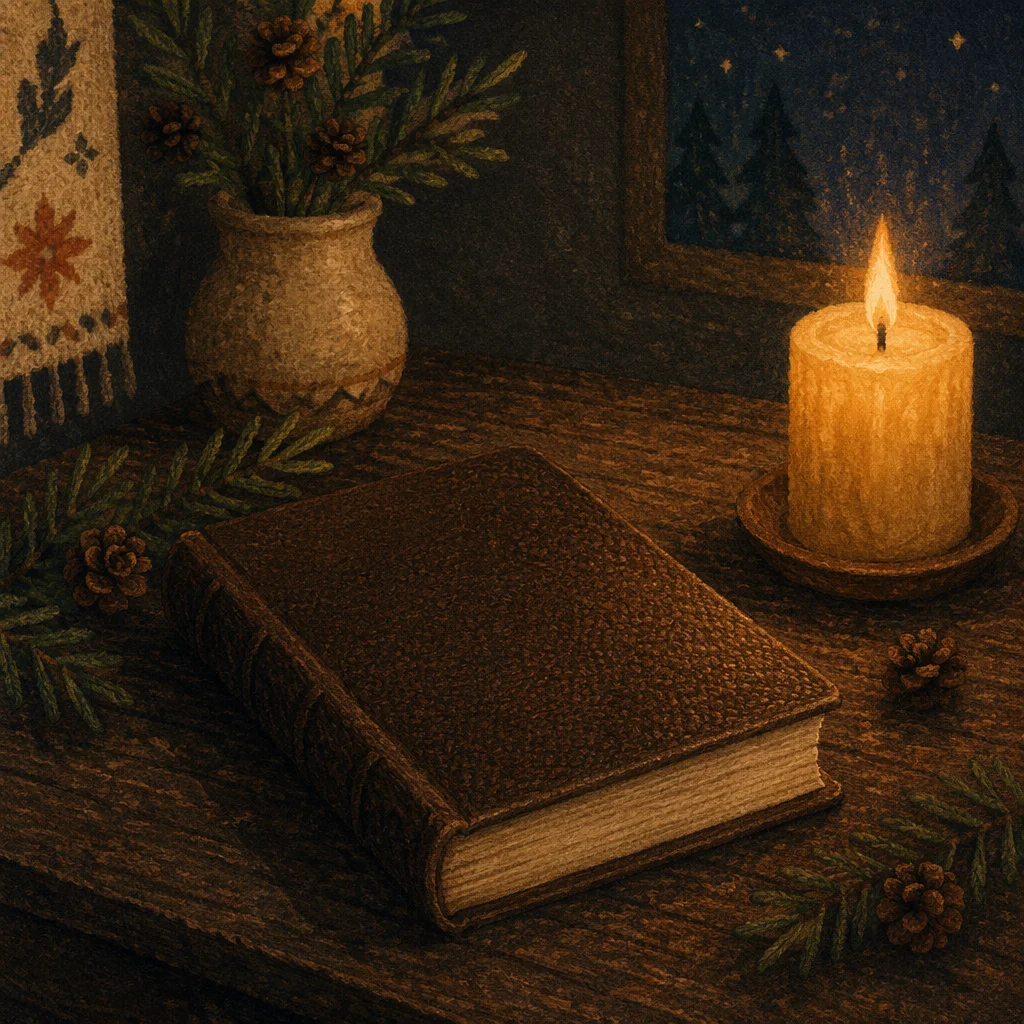 Leather Bible with Evergreen Candlelight