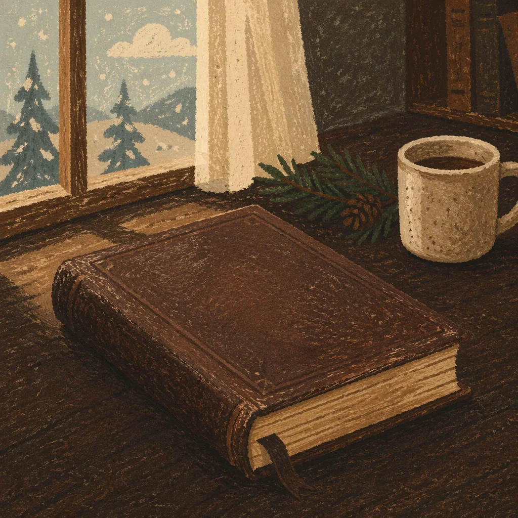 Leather Bible on Dark Walnut Table