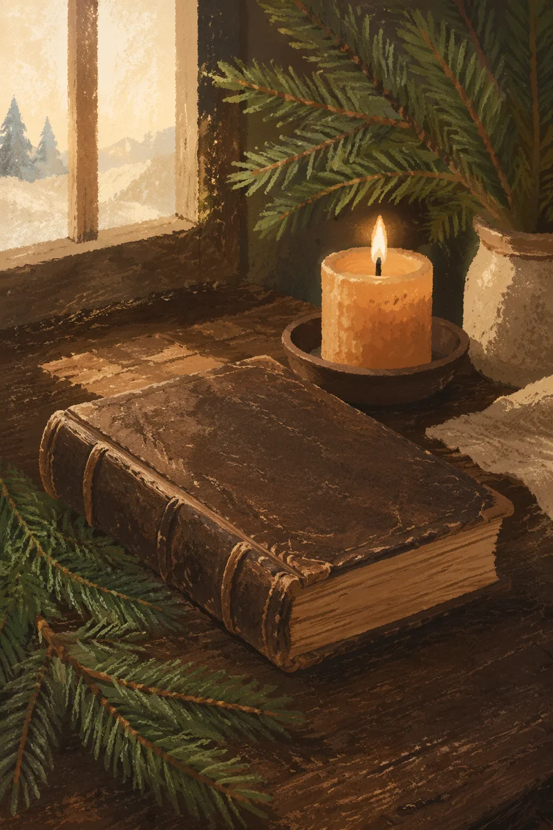 Leather Bible with Evergreen Morning Light