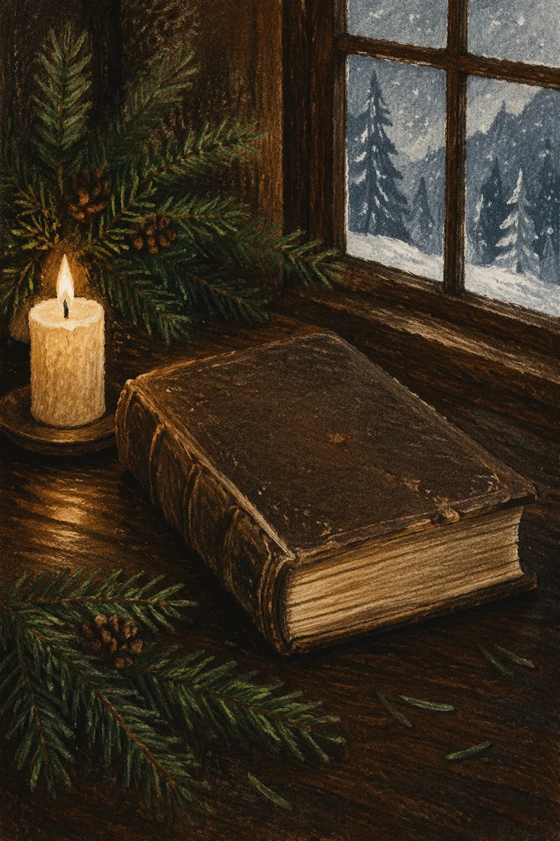 Leather Bible with Evergreen Candlelight